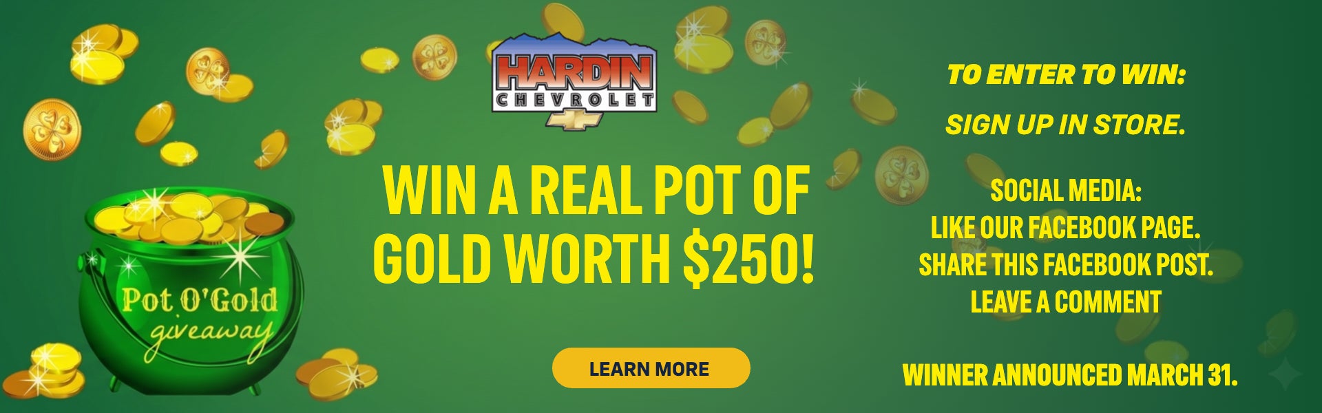 Win a real pot of gold worth $250 !